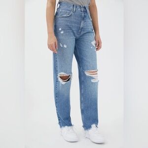 UO BDG High Rise Baggy Jeans 28 6 100% cotton distressed destroyed ripped frayed